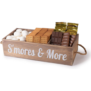 สโมเรสถาดบาร์แคดดี้,อุปกรณ์ตั้งแคมป์ถาดอาหารกลางแจ้งกล่องจัดระเบียบไม้<span class=keywords><strong>ของ</strong></span>ขวัญปาร์ตี้วันเกิดสำหรับครู - Product Image 2
