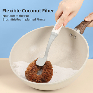 KOOCCA-Accesorios de cocina de fibra de coco natural respetuosos con el medio ambiente, cepillo de limpieza para fregadero con mango largo, superficie antiarañazos - Product Image 2