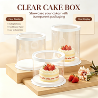 Caja Redonda para Pastel Ecológica y Segura para Alimentos, Envase Cilíndrico Transparente de PET para Panadería, Caja Desechable Resistente a la Grasa para Postres, con Logotipo Personalizado
