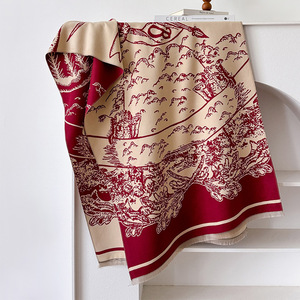 Sciarpa Lunga Doppio Lato da Donna Stile Europeo Americano, Sciarpa Spessa Tradizionale in Finto Cashmere Retrò Autunno Inverno - Product Image 6