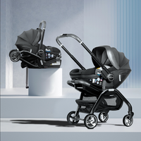 Poussette pliable 3-en-1 BEBELUX S366, siège auto bébé certifié sécurité, système de voyage pour nourrisson avec dossier réglable