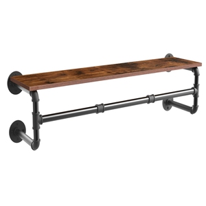 Unho <strong>Wall</strong> <strong>Mounted</strong> <strong>Clothes</strong> <strong>Rail</strong> with Shelf, Industrial Pipe <strong>Clothes</strong> Rack 39.3''Garment Rack <strong>Wall</strong> Hanger for <strong>Clothes</strong> Save Space - Product Image 4