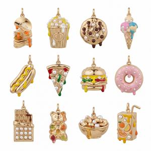 Nouvelle série de desserts : Pendentifs DIY pour femmes (chips de pommes de terre, gâteau glacé, hot-dog, <span class=keywords><strong>pizza</strong></span>, burger) – Accessoires de bijoux en gros - Product Image 1