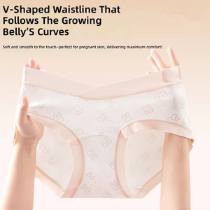 Slip <span class=keywords><strong>Premaman</strong></span> a Vita Bassa con Taglio a V, Tessuto Morbido Effetto Nuvola, Stampa Orsetto, con Linguetta Antibatterica 10A, <span class=keywords><strong>Intimo</strong></span> <span class=keywords><strong>Premaman</strong></span> e Postpartum - Product Image 1