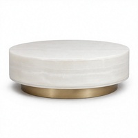 Table basse ronde en marbre rétroéclairé, moderne et luxueuse, pour salon