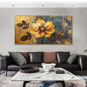 Peinture abstraite moderne sur <span class=keywords><strong>arbre</strong></span> d'or Texture 3D Art mural fleuri Grande huile contemporaine sur toile Peinture contemporaine sur feuille d'or - Product Image 3