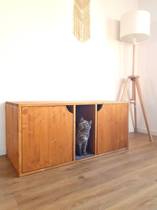 Modern Double-Litter-Box Cabinet Dual <strong>Cat</strong> Furniture Hide Litter Protective Enclosure for <strong>Cat</strong> Litter <strong>Cupboard</strong> - Product Image 2