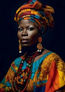 Quadri Etnici Tribali, Donna Africana Nera con Gioielli Dorati, Design Art Déco, Decorazione per Casa e Camera, Regalo, <span class=keywords><strong>Dipinto</strong></span> su Tela - Product Image 4