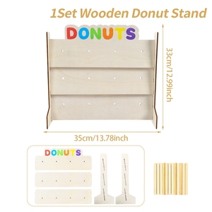 <span class=keywords><strong>DIY</strong></span> 木製ドーナツスタンド 35x33cm ドーナツディスプレイラック 結婚式 誕生日パーティー デザートテーブル装飾用品 - Product Image 6