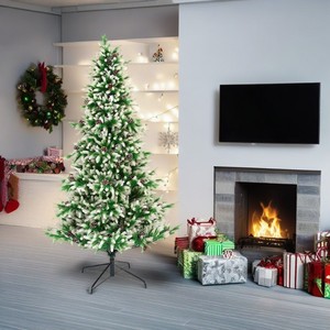Schneebeflockter 5-Meter-<span class=keywords><strong>Balsa</strong></span>-Tannenbaum mit natürlichem Aussehen, 4 Fuß Kiefer, drehbarer 300 cm Weihnachtsbaum mit integrierter Beleuchtung - Product Image 1