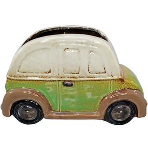 Casa di riscaldamento resina Travel bug fioriera in verde vintage e <span class=keywords><strong>ecru</strong></span> per piante di erbe succulente, o fiore - Product Image 2