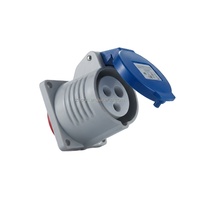 Prise de panneau angulaire 16A 230V 2P+E IP44, prise femelle, prise de panneau CEE, connecteur industriel bleu