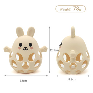 Dễ Thương Bé Bunny Tai Bóng Rattle Teether Đồ Chơi Mềm Silicone Động Vật Đào Tạo Đồ Chơi Trong Hình Dạng Thỏ Unisex Cấp Thực Phẩm Vật Liệu Gỗ - Product Image 5