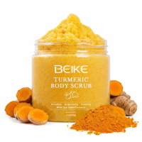 BEIKE Gommage Corporel au Sel de Curcuma Bio, Crème Hydratante Végane pour Éclaircir la Peau, Gommage Visage et Corps aux Herbes avec Étiquettes Personnalisées