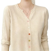 Cardigan ample en maille tricotée à col boutonné, style vintage pour femme, anti-boulochage, manches longues, simple, idéal pour l'automne
