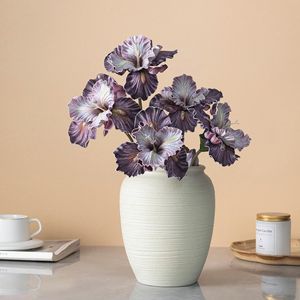 Fleurs d'iris artificielles Meng Jie, violettes et blanches, en EVA, branche unique, décoration d'intérieur - Product Image 1