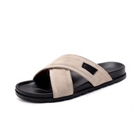 VOGU – Nouvelles sandales décontractées d'été pour hommes, style coréen, en cuir, à enfiler, à brides croisées, chaussures de plage légères à bout ouvert