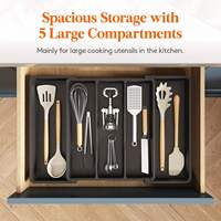 Organisateur d'ustensiles extensible moderne et écologique pour tiroirs de cuisine, plateau de cuisson à 3 à 5 compartiments