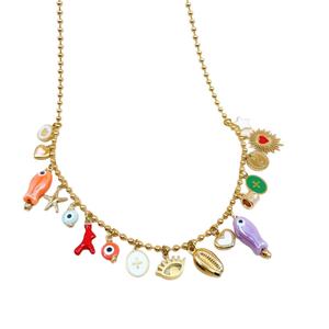 Nuevo Collar Bohemio de Moda Europea y Americana con Colgante de Concha y Cadena de Boca Suelta DIY, Chapado al Vacío en Oro 18K y Acero Inoxidable - Product Image 5