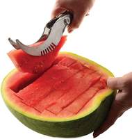 Coupe-pastèque personnalisé 2-en-1 en acier inoxydable, trancheuse et pince à melon, outil créatif pour fruits, cadeau d'été, fabricant