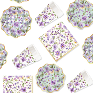 Assiettes et serviettes en papier florales DAMAI, fournitures de fête, vaisselle jetable pour mariage, anniversaire, baby shower, fête du thé - Product Image 3