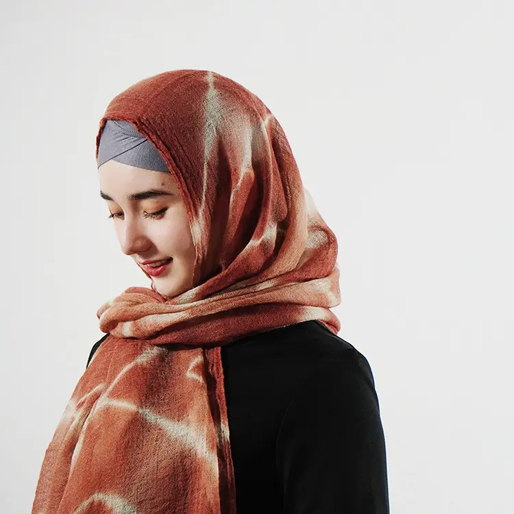 Bán Buôn Mùa Đông Dân tộc Hồi Giáo Thiết Kế Len Hijab Jersey Dài Tie-Dye Khăn Choàng Cashmere Scarfs Cho Phụ Nữ Phong Cách Retro Thời Trang