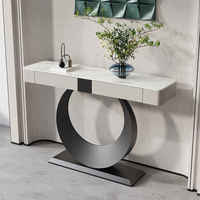 Table moderne de luxe avec cadre métallique unique, plateau en pierre frittée anti-rayures, pour la décoration de la maison, table console pour le couloir