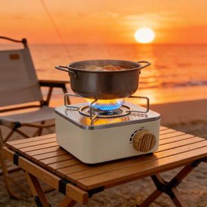 Réchaud à gaz compact en acier pour extérieur, sans briquet, léger et portable pour le <span class=keywords><strong>camping</strong></span>, la cuisson et l'ébullition de l'eau - Product Image 4