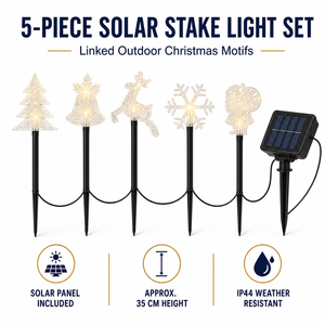 <span class=keywords><strong>Luces</strong></span> <span class=keywords><strong>Solares</strong></span> de <span class=keywords><strong>Navidad</strong></span> para Jardín, Juego de 5 Piezas Enlazadas para Decoración de Césped y Caminos al Aire Libre - Product Image 3