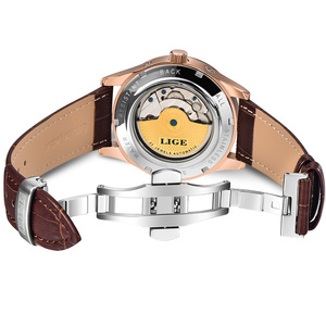 Montres mécaniques décontractées pour hommes Lige 6826, Reloj Retro Tourbillon, bracelet en cuir imperméable, montre automatique de luxe pour hommes - Product Image 5