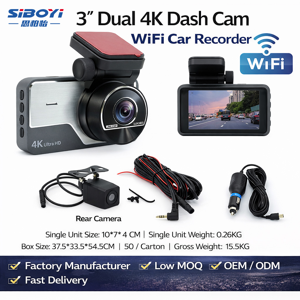 WIFI 3-inch 4K+2K dual recording driving recorder