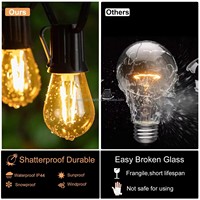 Guirlandes lumineuses tendance IP44 résistantes à l'eau S14 E27, 10 mètres de long avec 10 ampoules pour l'ornementation de la cour et de la terrasse