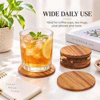 Sous-verre rond en bois d'acacia, sous-verre en bois rayé naturel pour tasses à café chaudes ou froides, protection de table, décoration de la maison