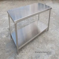 Plan de travail en acier inoxydable 304 épaissi à double couche, sur mesure en Chine, table de préparation pour cuisine de restaurant commercial