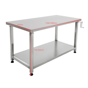 Stainless <b>Steel</b> Height Adjustable Double Layer Work Table Commercial 2 Tier Lift <b>Workbench</b> - Product Image 4