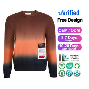 Suéter de diseñador para hombre con logotipo personalizado, jersey de cuello redondo teñido con lazo degradado con manga larga, top de punto de algodón de invierno - Product Image 1