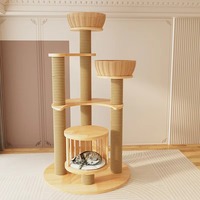 Arbre à chat moderne en bois massif et sisal, grand, luxueux et écologique, avec structure d'escalade pour usage domestique, design multi-chats, en carton