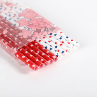 Pailles réutilisables imprimées motif étoile, accessoires de bar en plastique PP écologique avec taille et couleur personnalisables
