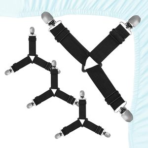 Attaches de drap de lit élastiques réglables de qualité supérieure et attaches de drap-housse avec pinces métalliques durables 100 % polyester pour toutes les saisons - Product Image 1