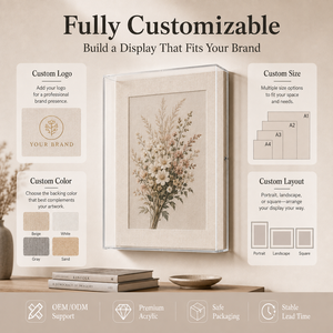 Cadre d'exposition mural carré <span class=keywords><strong>en</strong></span> acrylique transparent sur mesure avec couvercle pour photos et œuvres d'art 3D - Product Image 3
