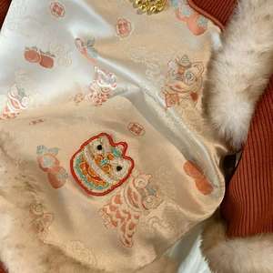 Tongxingyuan Baby Girls Chinese Style Quilted Dress New Year Outfit First Birthday Traditional Clothing Red With Fur Trim - Product Image 4