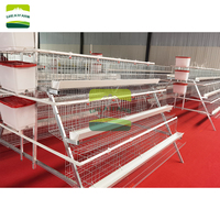 Cage à poulets galvanisée de type 3 niveaux 4 portes avec mangeoire pleine longueur et plateau à œufs pour ferme