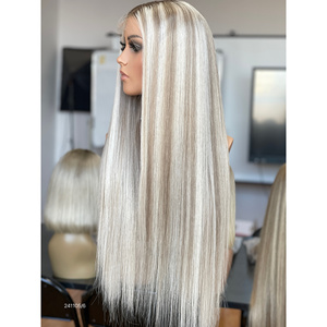 วิกผมตรงสีพีอาโน ความหนาแน่น 400% ขนาด 24 นิ้ว ผมแท้ยุโรปแบบโปร่งใส HD Lace Front ดีไซน์ใหม่ ขายดี - Product Image 4
