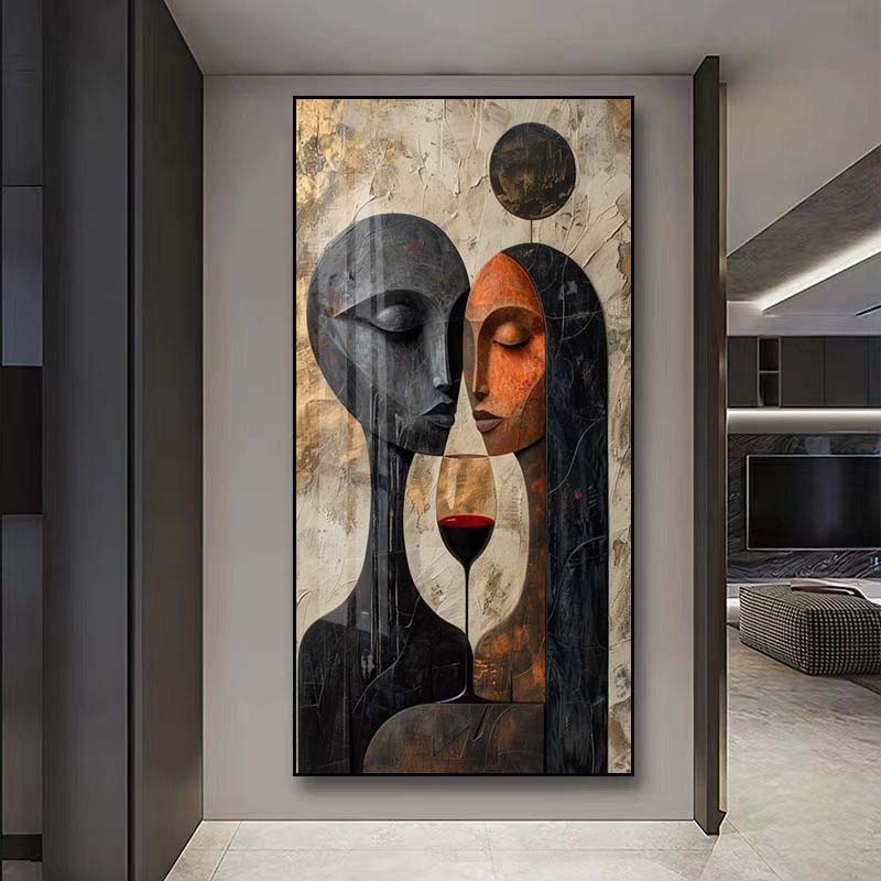 Peinture Murale Abstraite – Tableau Moderne Baisers Sans Cadre – Toile Encadrement Libre