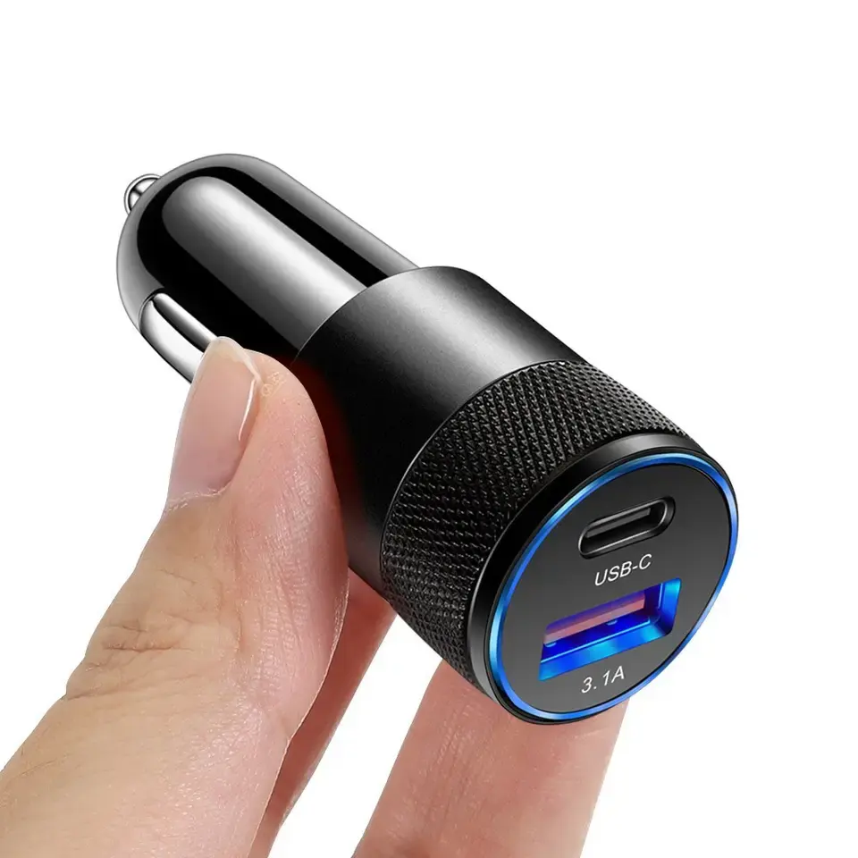 38W USB Car Charger Fast Charging 15W 3.1A Type C Car Phone Charger Adapter For iPhone Mobile Phone Portable Fast Car Charger