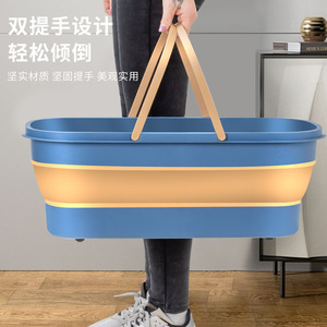 Foldable Plastic Mop <b>Bucket</b> Royal Blue Large Portable With Square Wringer Single <b>Bucket</b> For Household Cleaning JS 9016 1 - Product Image 3