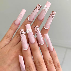 10 Uñas Postizas con Patrón Geométrico - Estilo Ins, Cobertura Completa, Brillantes, de Larga Duración - Product Image 5