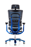 Chaise de bureau ergonomique à dossier haut laqué bleu Chaise en maille élévatrice au design moderne Maille en tissu tournante inclinable