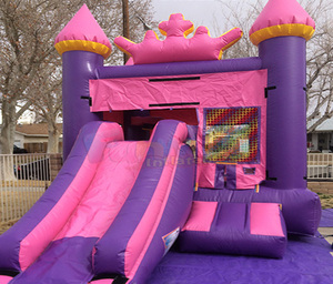 Château gonflable rose à bas prix, très vendu, avec toboggan, trampoline pour enfants, toboggan gonflable, château gonflable combiné - Product Image 4