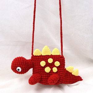 Cross-border popular knitted cartoon dinosaur bag, cute children's crossbody bag, <b>crocheted</b> <b>plush</b> finished product coin purse - Product Image 2